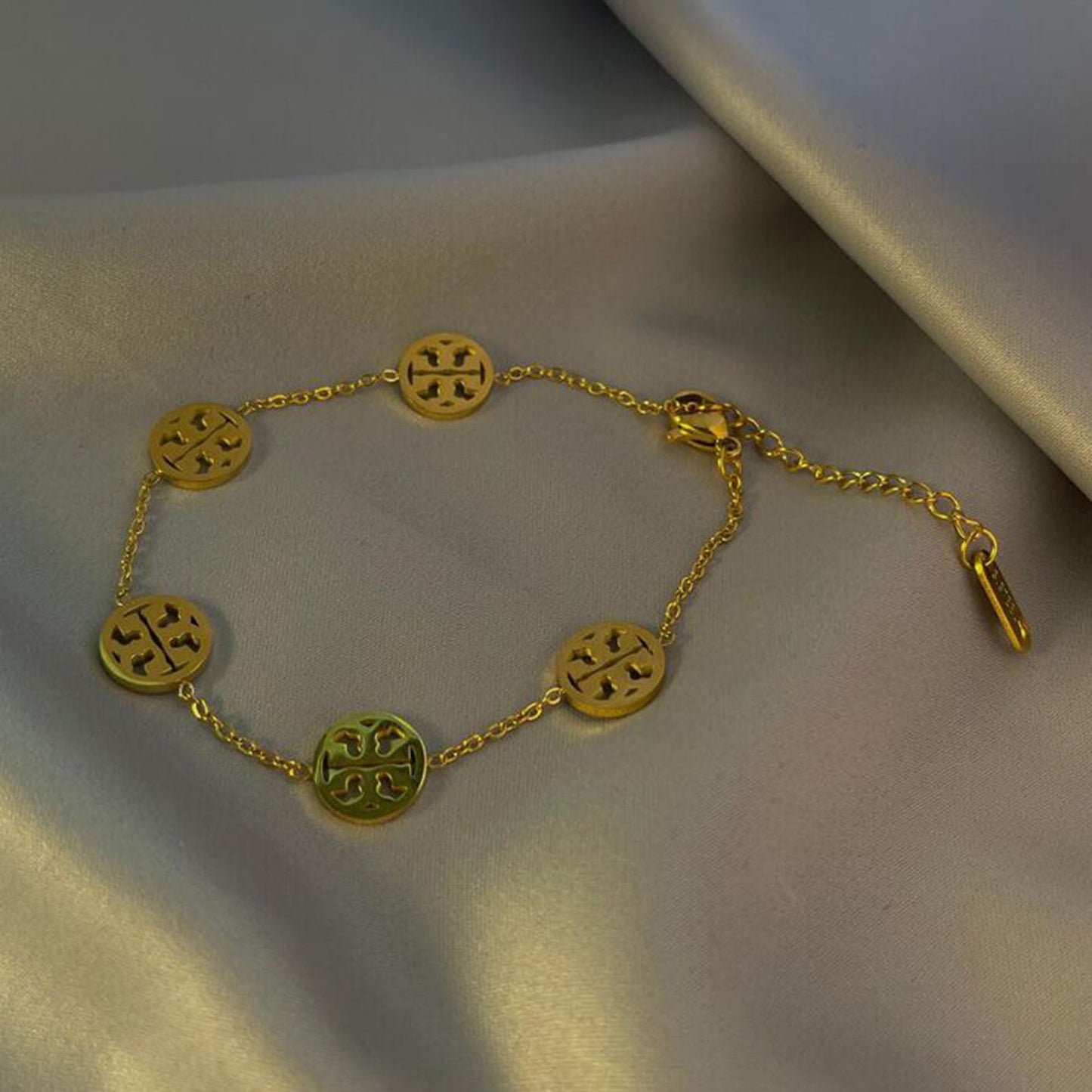 18K Gold Tarnish Free Double T Bracelet