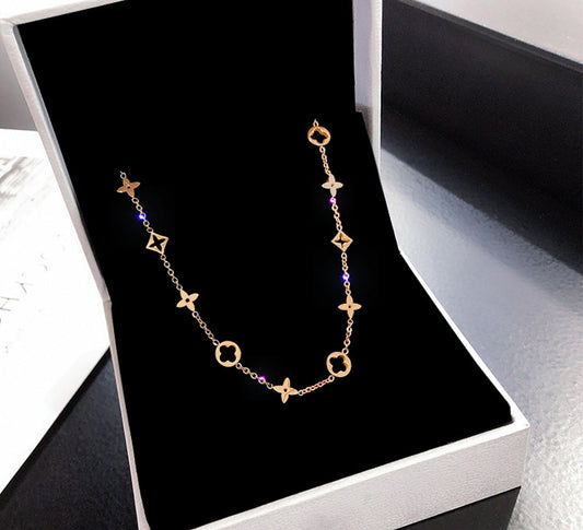 High Quality 18K Yellow Gold Tarnish Free Stainless Steel Clover Necklace,Four Leaf Clover Necklace