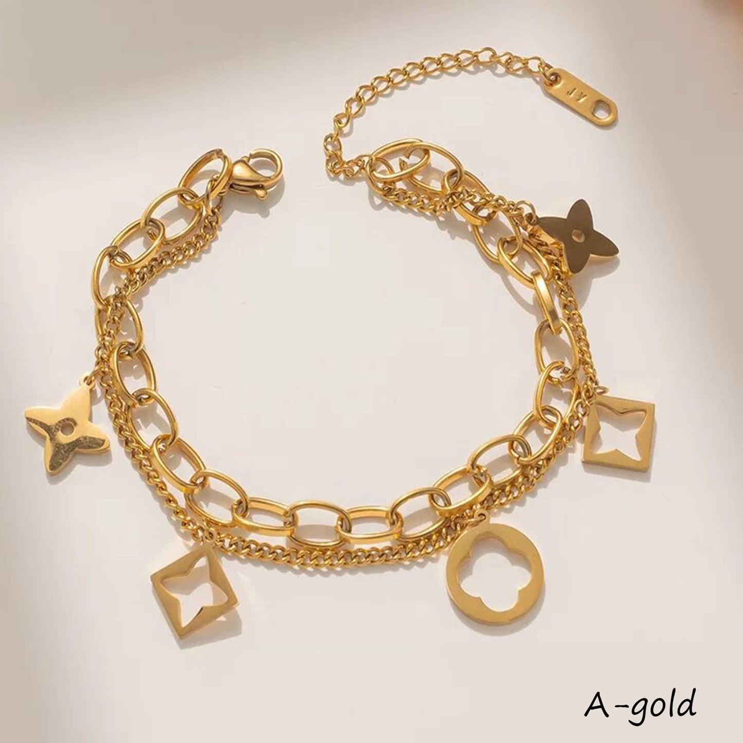 18K Gold Waterproof MOP Clover Bracelet