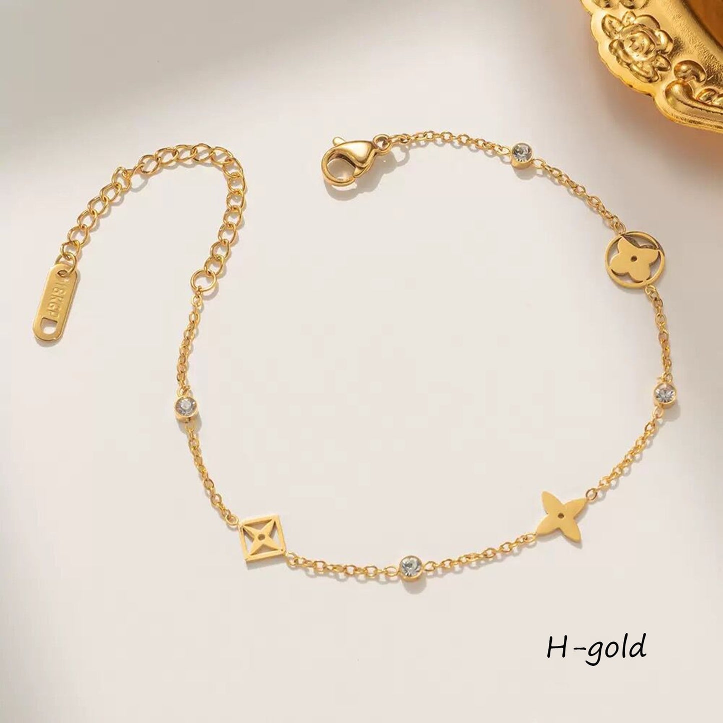 18K Gold Waterproof double side Silver Clover Bracelet collection