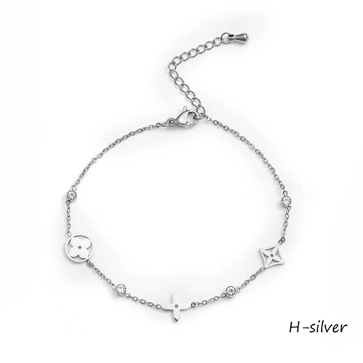 18K Gold Waterproof double side Silver Clover Bracelet collection