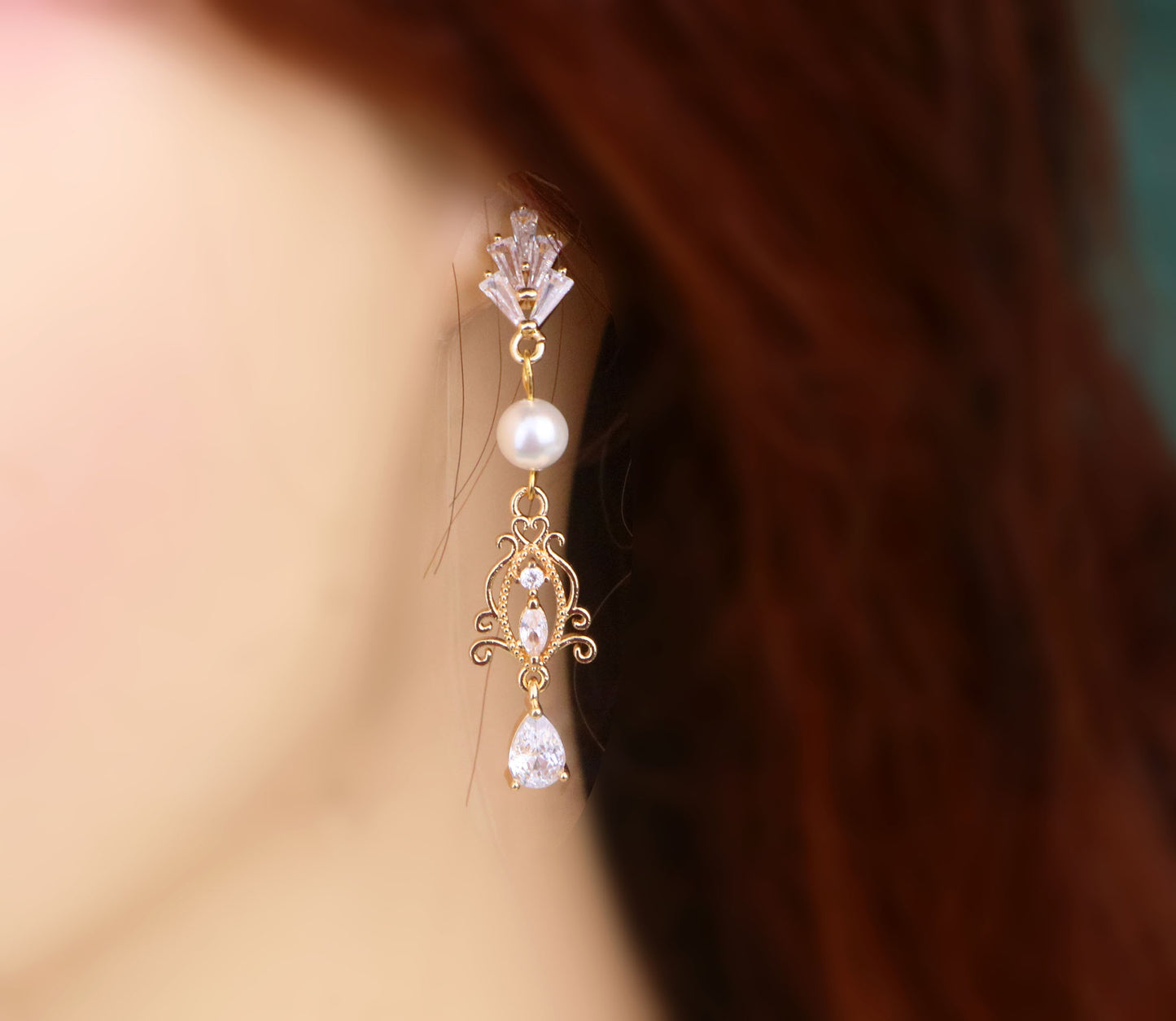 Bridal Pearl Rhinestones Drop Earrings Collection 1,Gold wedding earrings,Pearl wedding earrings,Diamond bridal earrings