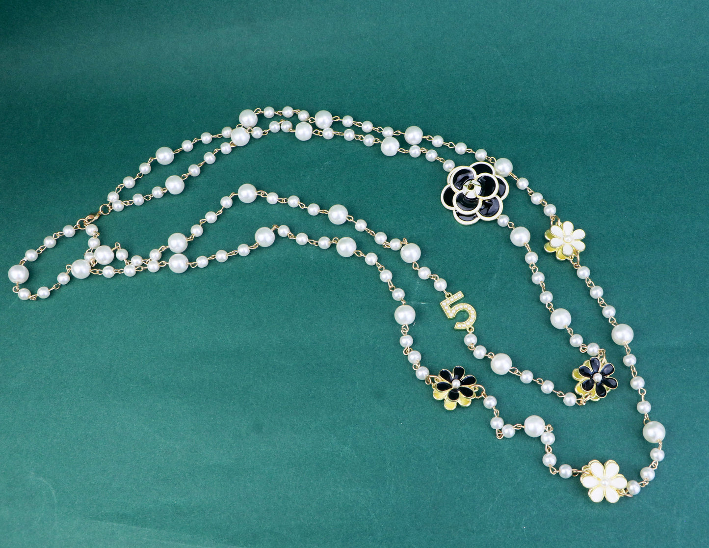 Double Layered Camellia Flower Necklace,Flower Sweater Chain Necklace