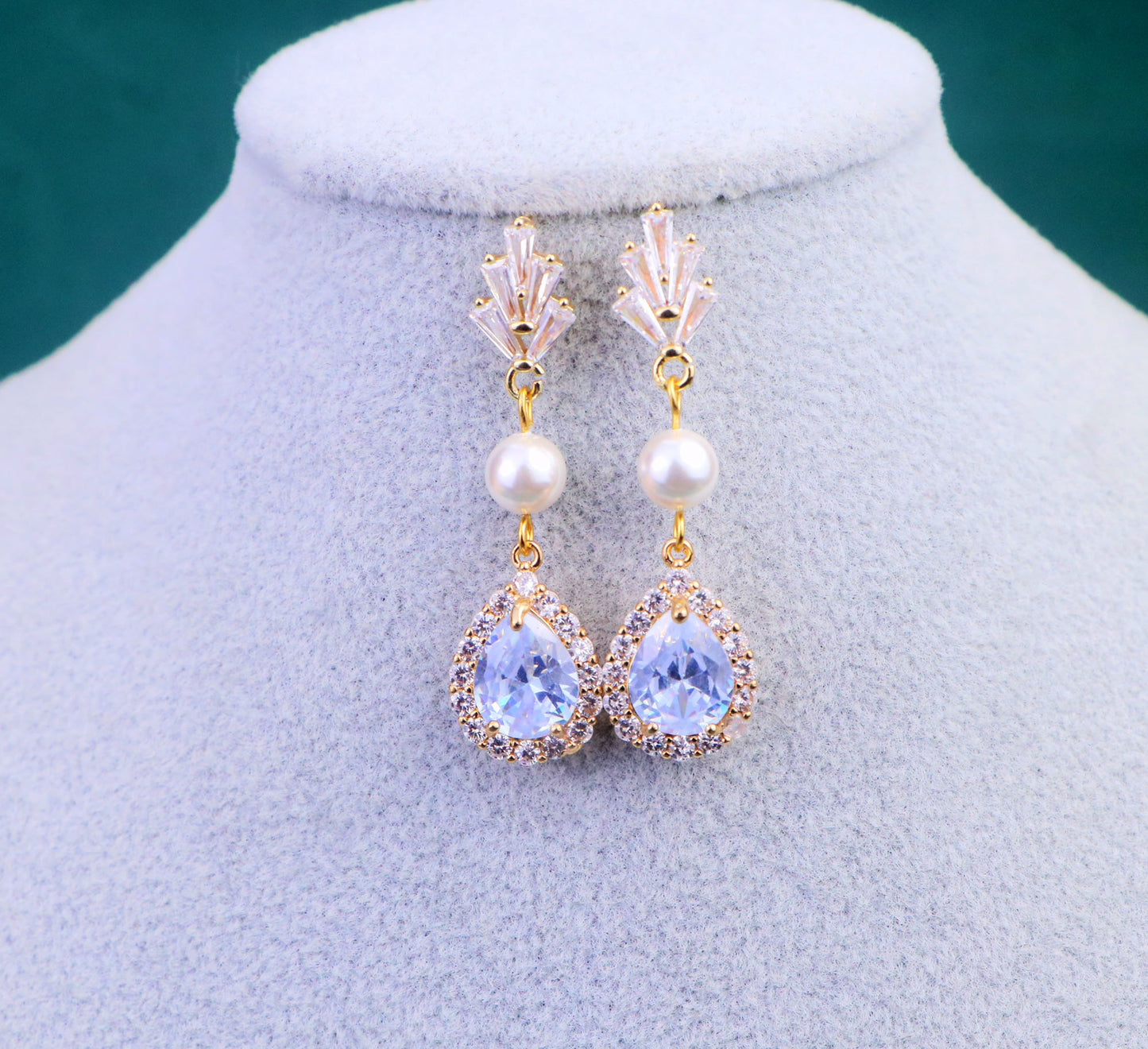 Gold White Leaf Pearl Fairy Choker Necklace,Olive Leaf Vine Necklace,White Diamond Teardrop Necklace Earrings