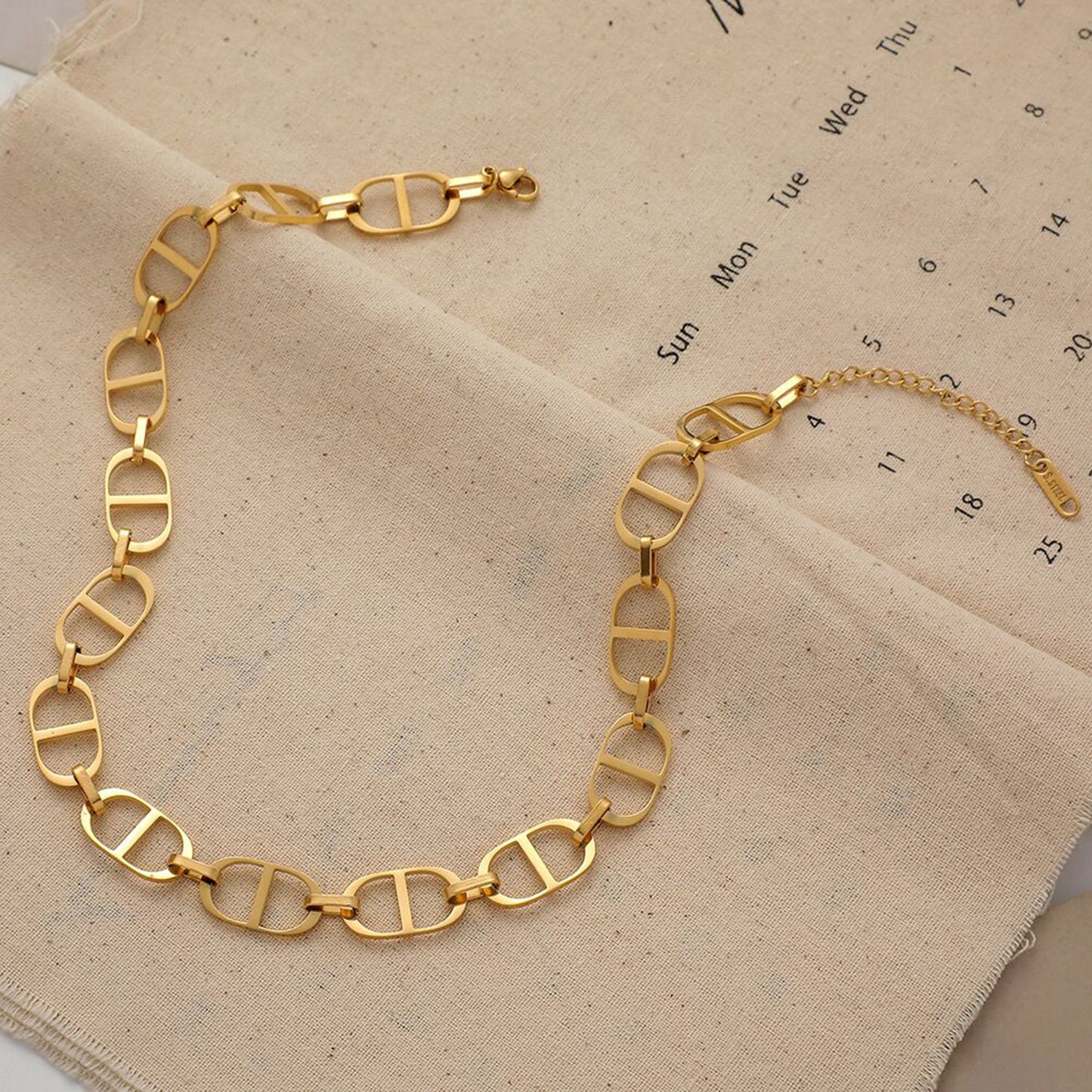 18K Gold Tarnish Free Stainless Steel CD Bracelet Necklace