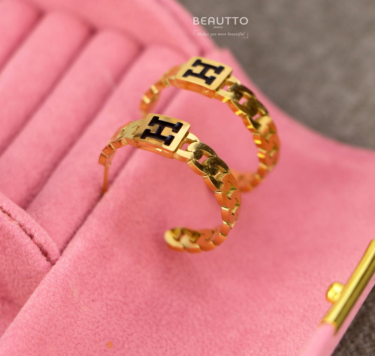 18K Gold Stainless Steel CD Hoop Earrings,H Hoop Earrings,CD Letter Earrings,CD Iinitial Earrings