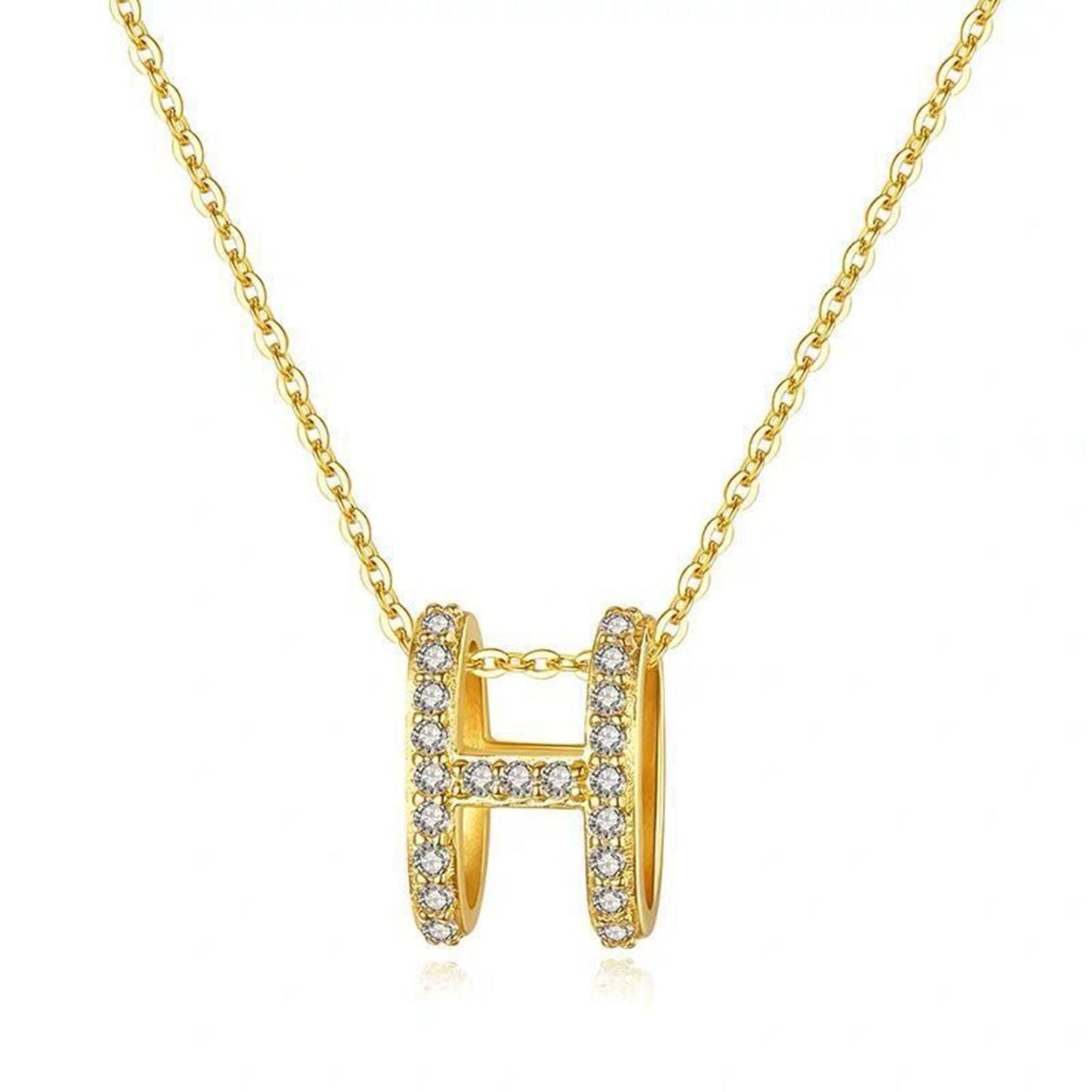 Dainty 14K Gold Vermeil CZ H Pendant Necklace,Sterling Silver H Iinitial Necklace,Dainty H Letter Necklace