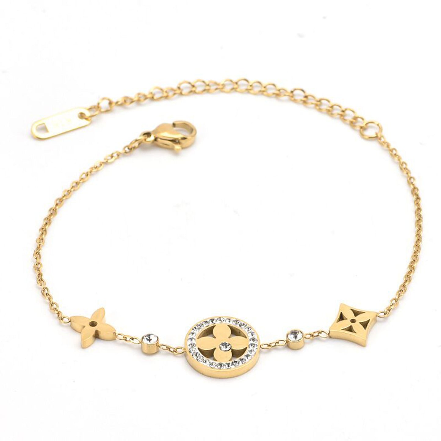 18K Gold Tarnish Free CZ Four Leaf Clover Bracelet,Clover Necklace,Clover Jewelry Set
