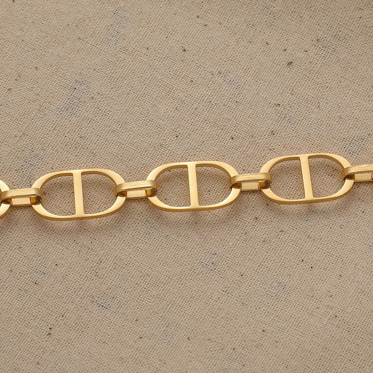 18K Gold Stainless Steel CD Chunky Choker Necklace,Tarnish Free Curb Link Chunky Chain Necklace