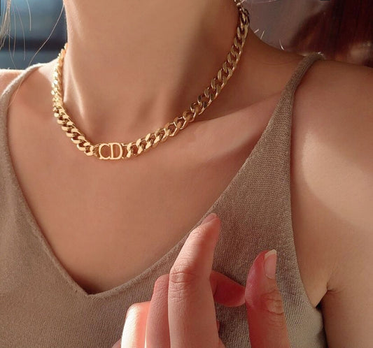 18K Gold Filled Tarnish Free CD Chunky Choker Necklace,CD Bracelet,CD Jewelry Set,