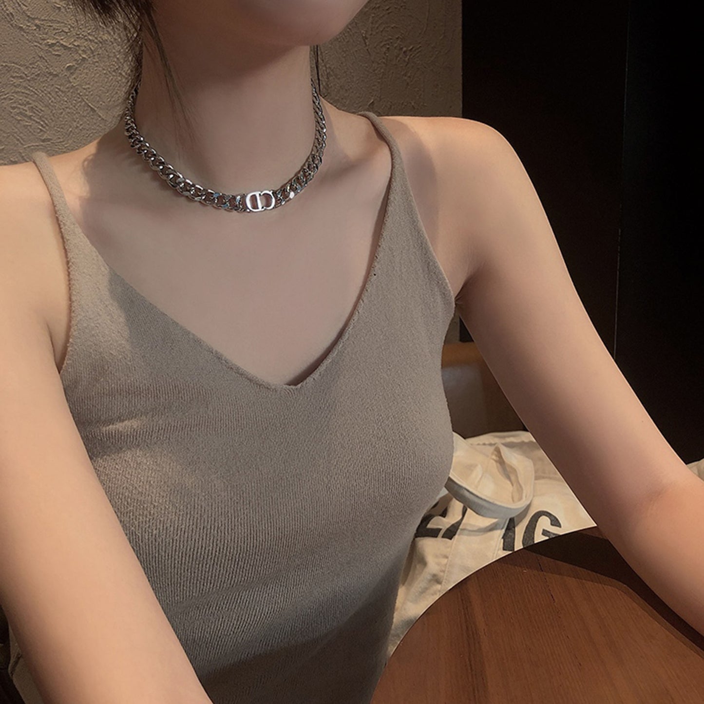 18K Gold Filled Tarnish Free CD Chunky Choker Necklace,CD Bracelet,CD Jewelry Set,