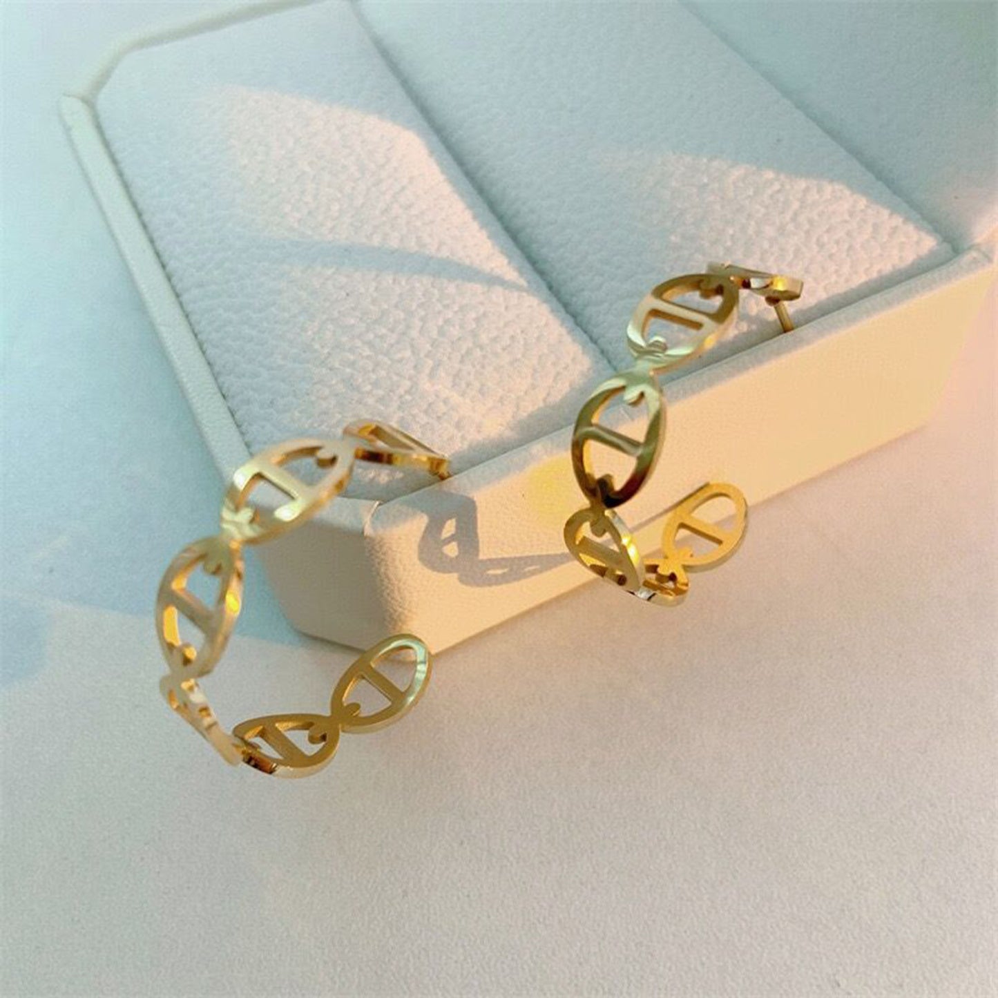 18K Gold Tarnish Free D Hoop Earrings